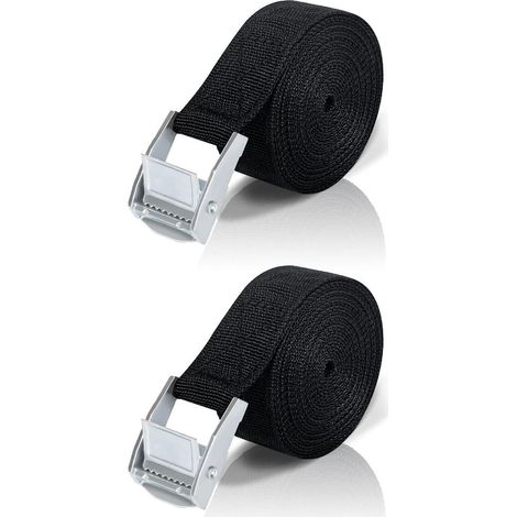 2x sangles à cliquet 1m, Noir, pour voiture, vélo, camion