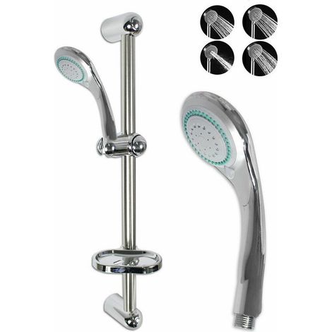 Trade Shop - Saliscendi Doccia Con Soffione Doccetta Multigetto Asta Con Portasapone 69132 - (1/2)