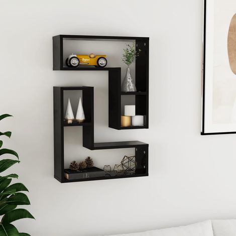Wandregale 2 Stk. Schwarz 50x15x50 cm Holzwerkstoff vidaXL (1/5)
