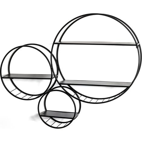 étagère Murale Noir, métal - Dim.: L 90 cm x H 73 cm x P 15 cm, Style: Modern (1/5)