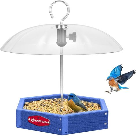 Vogelfutterhaus zum Aufhängen mit verstellbarem Dach, wetterfest, blau