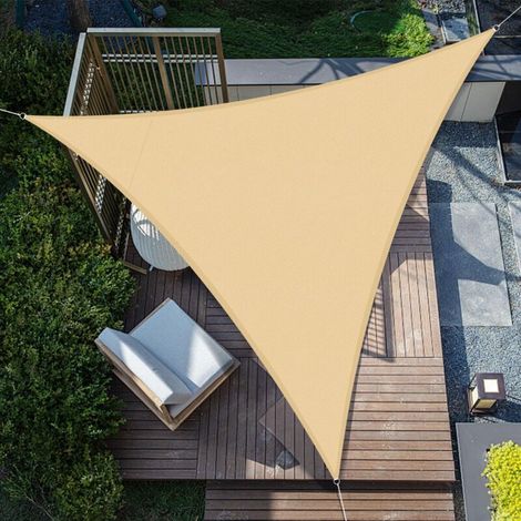 3.6x3.6x3.6m Triangle Shade Sail, Waterproof Shade Fabric, UV Protection for Patio, Garden, Terrace, Outdoor, Balcony, Sand (1/5)