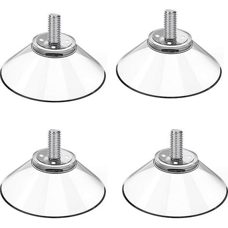 4 ventouses en silicone de 41 mm avec écrou de fixation et vis, solides et transparentes, en caoutchouc pour verre. (1/2)