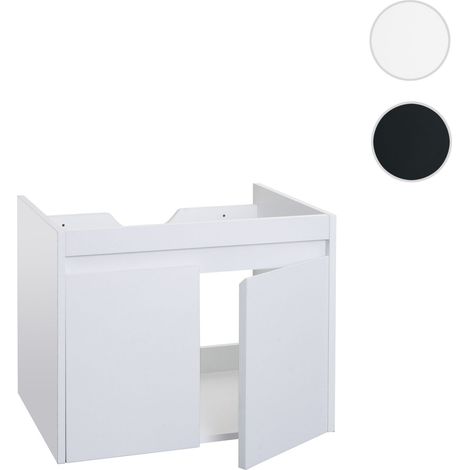 Meuble sous-lavabo HWC-L86 - meuble sous-lavabo salle de bain - MVG 2 portes 48x59x46cm - noir (1/5)