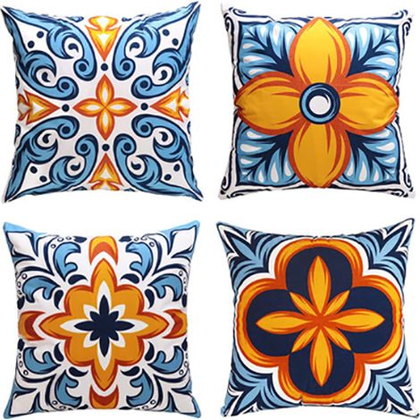 Lot de 4 housses de coussin,imperméable,polyester,fermeture éclair,45x45 cm,jardin,terrasse,canapé (1/5)