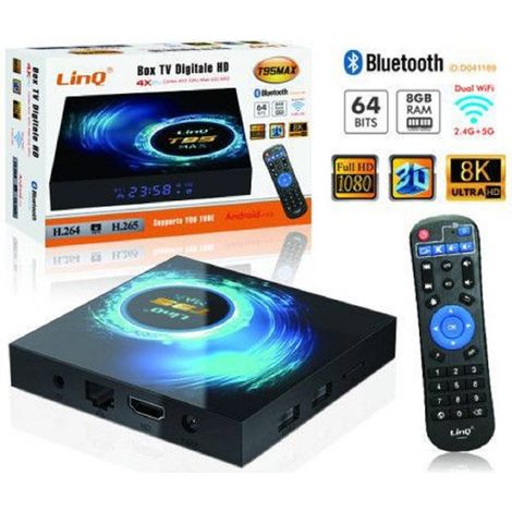 Linq - Box Tv Digitale Hd Android 10.0 T95max Ridotte Dimensioni Full Hd Wifi Usb Telecomando - (1/5)
