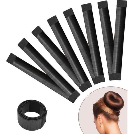 Kit chignon 4 pièces avec bandeau, accessoire de coiffure DIY pour femme et enfant, permet de réaliser facilement un chignon de ballerine et différentes coiffures, noir (1/5)
