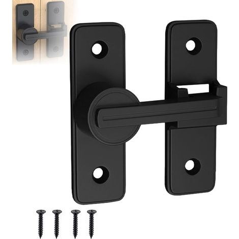 Verrou Serrure de Fermeture Porte Interieure Coulissante, 180° Loquet de Crochet a Porte Bascule, Verrou porte interieure, Noir (1/5)