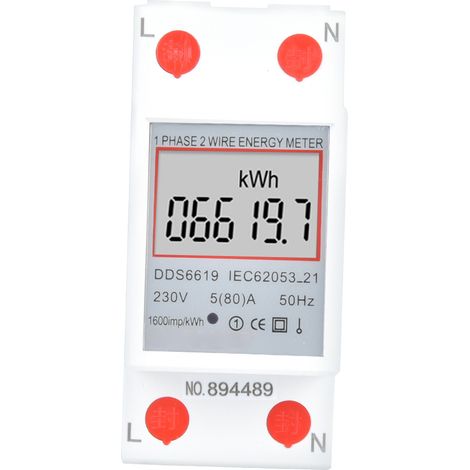 Compteur électrique monophasé multifonction 2P 230V DDS6619-007, mesure de consommation énergétique précise, usage domestique et industriel léger. (1/5)