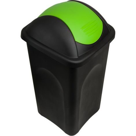 Poubelle domestique 60 l. Verte et noire. Couvercle rapide (1/3)