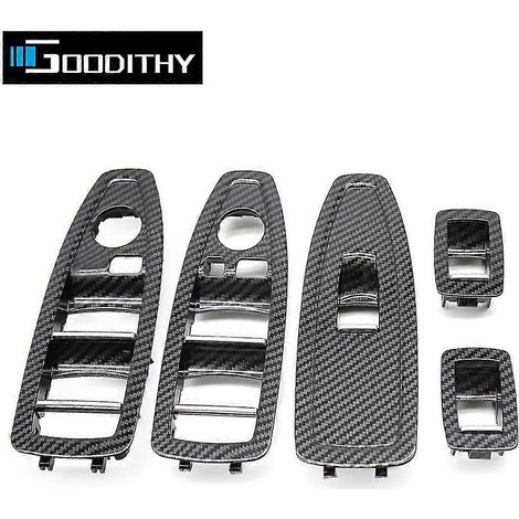 Cache de panneau de commande de lève-vitre intérieur en fibre de carbone pour BMW Série 1, 3 et 4 (F20, F30, F31, F34, F35) - Référence : 51417289346 - Panneaux de porte intérieurs - Modèle A (lot de  (1/4)
