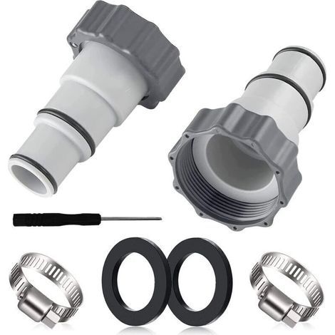 Adaptateur de tuyau piscine Intex – Kit complet 4 pièces pour pompes filtrantes, compatible modèles classiques et Easy Set (1/4)