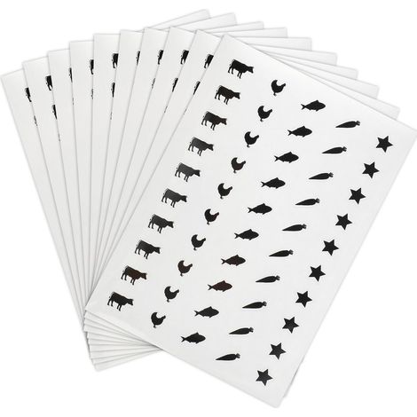 500pcs 5 Styles Autocollants Repas pour Cartes Place, 2cm Autocollants Choix Nourriture Mariage Bœuf Poulet Poisson Carotte Étoile Indicateurs Alimentaires Mariage (Noir) (1/5)