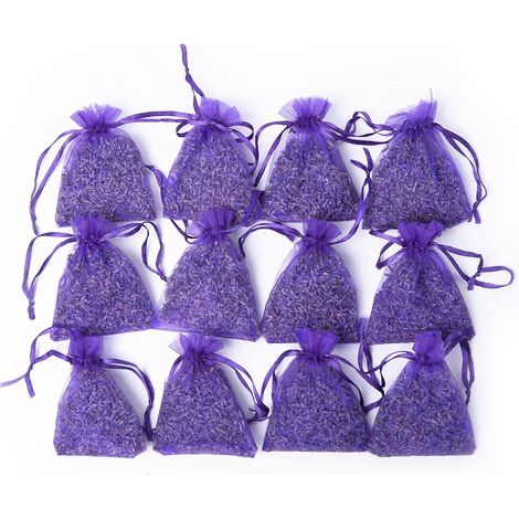 Lot de 12 sachets de lavande en vrac pour tiroirs et placards, sachets de parfum d'intérieur, sachets de lavande séchés pour fête prénuptiale