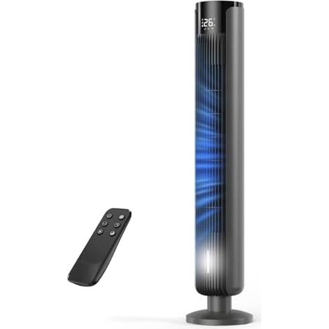 Ventilateur Colonne Silencieux,4 Vitesses,Oscillation de 70°,Minuterie 12h,Télécommande,Veilleuse,Mode Sommeil,35dB Faible Bruit Ventilateur Tour,Écran LED,Fan Sans Pales pour Salon Cuisine Bureau (1/5)