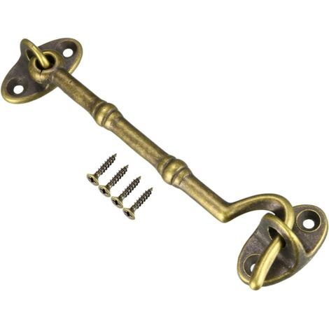 4.1 Pouce Cabine Crochet x 1 Pièce Vintage Décoratif Laiton Crochet Oeil Loquet avec Vis montage pour Portail Fenêtre Porte coulissante, [Bronze] (1/5)