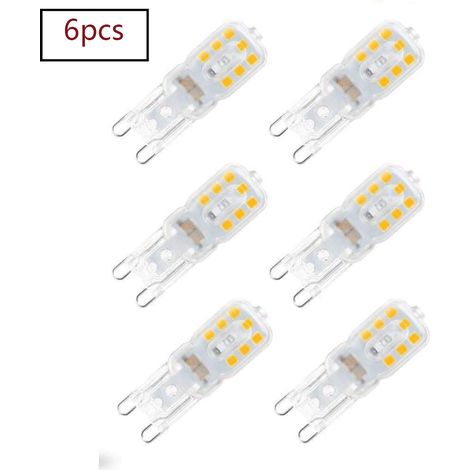 6 ampoules LED G9 blanc chaud 220V, adaptées à