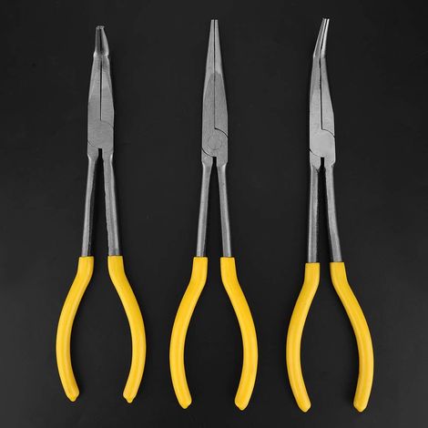 Jeu de pinces à bec long 3 pièces 11" 45°/90° acier carbone (1/5)