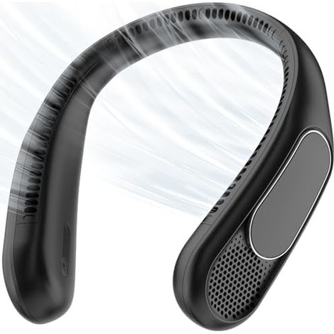 anysun Nackenventilator, USB Ventilator mit 66 Luftauslässe, 360° Luftstrom, 4 Stufen, 6000mAh USB Wiederaufladbar, Freihändiger Leichter Hals ventilator für Büro, Pendeln, Reisen und Outdoor