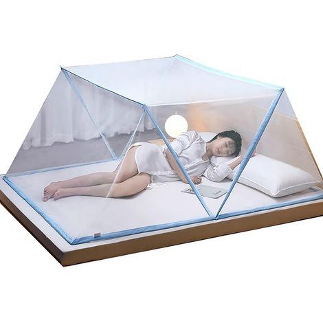 Faltbares Moskitonetz für Doppelbett, tragbares Reise-Moskitonetz, Moskitovorhang für Camping, einfache Montage, feinmaschig, für Schlafzimmer und Camping, 190 x 160 x 80 cm