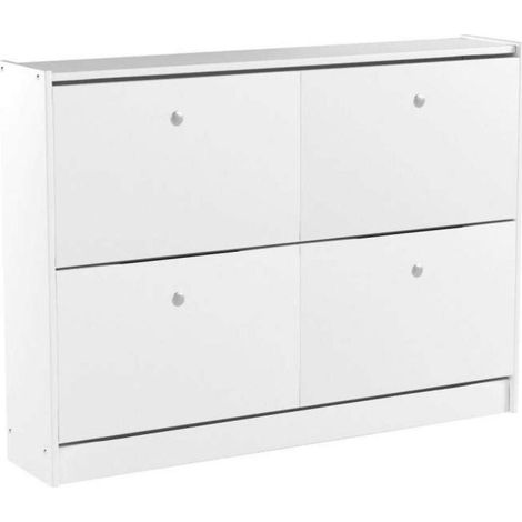 Zapatero de madera dos trampones tabac en acabado blanco lavado 80 cm(alto)110 cm(ancho)23 cm(largo) (1/3)