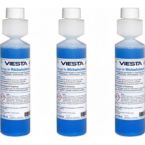 VIESTA® Detergente per il sistema del latte 3 x 250 ml (750 ml) – Per macchine da caffè automatiche e montalatte – Rimuove grassi e proteine del latte – Confezione risparmio (1/5)