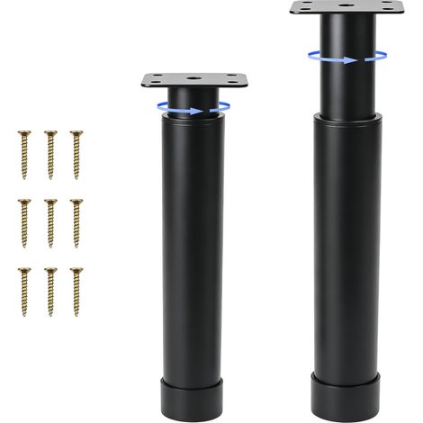patas ajustables para muebles de 18-30 cm, color negro  Patas metálicas con almohadillas antideslizantes para sofás, camas y mesas de oficina. Tornillos incluidos. (1/5)