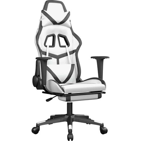 Maison Exclusive - Sedia da Gaming con Poggiapiedi Bianco e Nero in Similpelle (1/5)