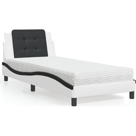 Bettgestell ohne Matratze "Zadar" Weiß und Schwarz 90x200 cm Kunstleder vidaXL (1/5)