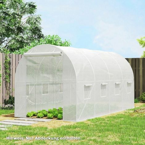 Bâche pour serre 4 x 2 m blanche en polyéthylène avec porte et 8 fenêtres (1/5)