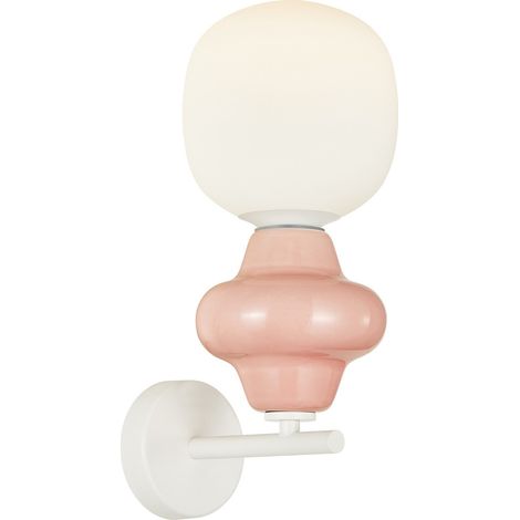 Applique murale Art déco céramique rose/blanc E14 Italux