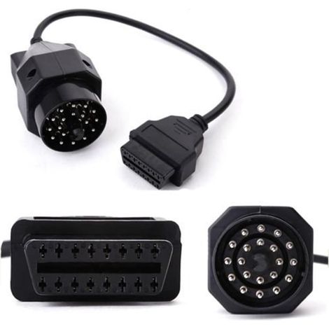 BMW Adaptateur de diagnostic rond OBD2 II 20 broches pour BMW E36 E46 E38 E39 E53 X5 Z3 (1/4)