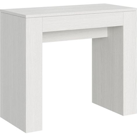Console extensible bois blanc 8 personnes 40 à 198 cm Madone (1/4)