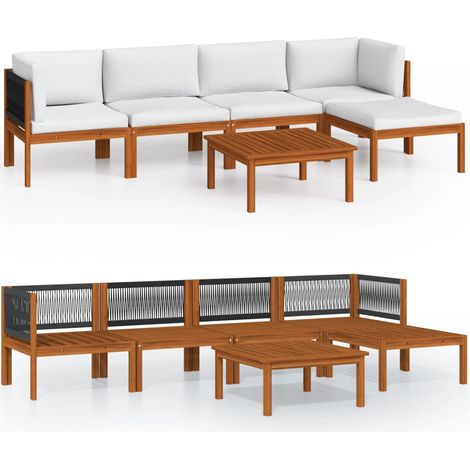 Maison Exclusive - 6-tlg. Garten-Lounge-Set mit Kissen Cremefarbe