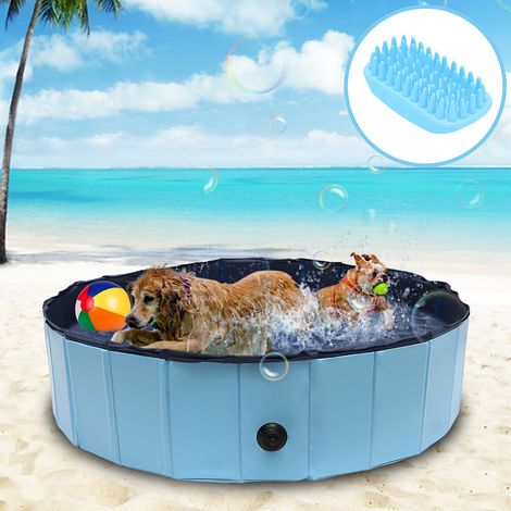 Randaco Piscine pliable pour chiens en PVC antidérapante, baignoire pour animaux 120x30 cm, bleue (1/5)