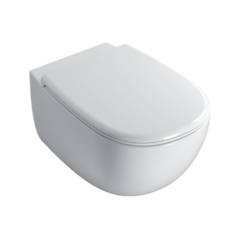Vaso sospeso senza brida in ceramica 53x35 cm Globo Daily DNS02BI  Bianco - Ceramica - Con copri wc soft close