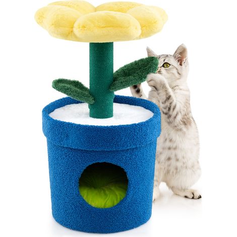 Albero per gatti per interni con posatoio a forma di fiore, Centro di attività versatile per animali domestici Giallo (1/5)
