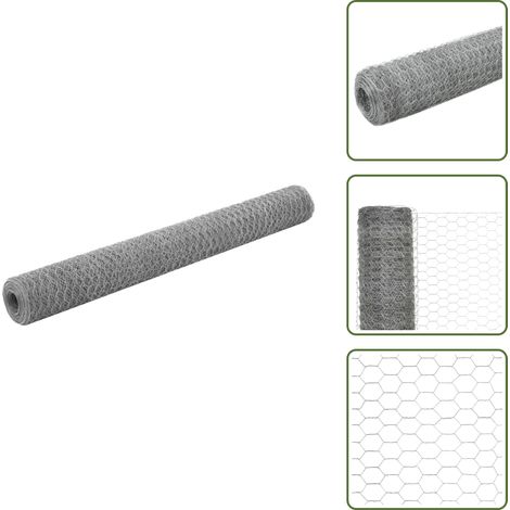 Grillage pour volière Acier galvanisé 25x1,2 m Argenté - Clôture - Grillage - Clôture Jardin - Volière - Cage À Lapins