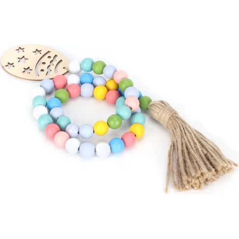 Guirlande de Pâques en Perles de Bois Colorées - Décoration Murale Maison - 85 cm (1/5)