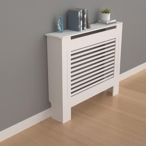 Unho – Cache radiateur horizontal blanc MDF – Dimensions 78x19x92cm – Empêche brûlures et noircissement des murs – Design moderne