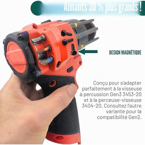 Magnetic Bit Holder for M12 GEN3 Impact Driver and Drill, Tool Holder, Red - Accessory for Quick Bit Change (1/4)