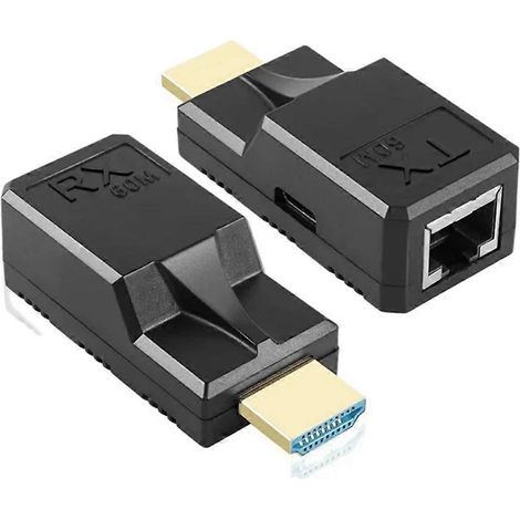 Répéteur HDMI 60 m, câble RJ45 Cat6, adaptateur émetteur vidéo Ethernet 1080p pour ordinateur portable et moniteur HDTV (1/5)