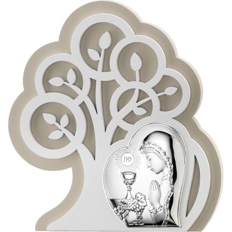 Cuadro santa comunión, recuerdo de primera comunión en plata con grabado  Tamaño: 14x15,5 cm  Código: VL81400/1L