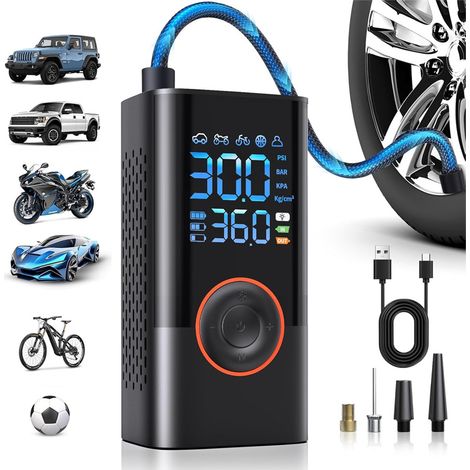 Compressore d'aria portatile per gonfiaggio pneumatici, mini pompa d'aria senza fili con manometro digitale, 150 PSI, gonfia 3 volte più velocemente, spegnimento automatico, batteria di grandi dimensi