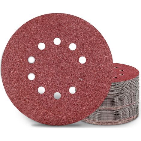 225-mm-Schleifscheiben, 100 Stück, Körnung P80, 10 Löcher, runde 225-mm-Schleifscheiben, Schleifpapier für Schleifmaschinen (1/5)