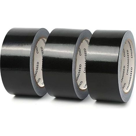 Online Store - Lot de 3 rubans adhésifs en tissu noir 220 microns x 50 mm x 20m, gaffer noir,ruban adhésif americain de réparation (1/5)