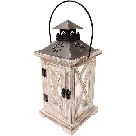 Lanterne décorative en Bois Rustique pour Centre de Table de Mariage, décoration Murale, fête, décoration d'intérieur ou d'extérieur (Style B) (1/3)