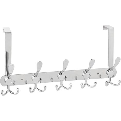 Porte Manteau Pour Porte,PatèRe de Porte à Suspendre ,Crochet de Porte En Acier Inoxydable Pour L'ArrièRe,Pour Porte En Verre de Salle De Bain (Argent) (1/5)