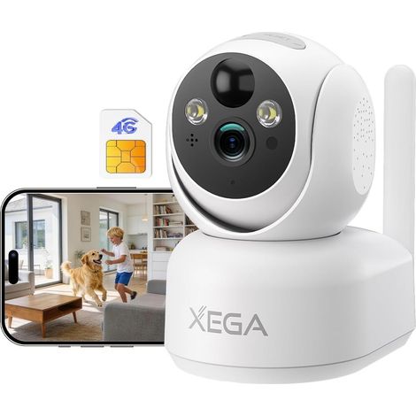 4G LTE Caméra Surveillance Interieure sans Fil Carte Sim, 2K Caméra sans WiFi Bébé/Animaux, 7800mAh Batteries, PTZ Camera Vision Nocturne, PIR Détection, Audio Bidirectionnel, IP65 (1/5)