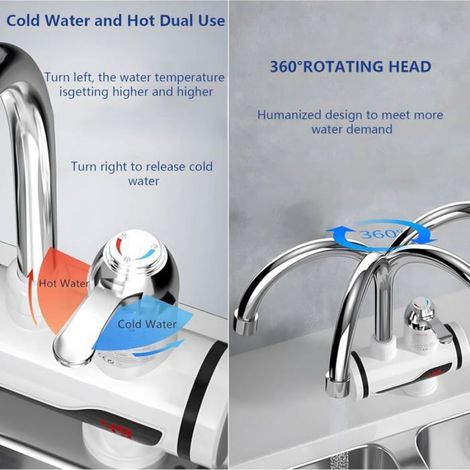 Robinet Électrique Сhauffe-Eau Instantané,Robinet Électrique de Cuisine,220V 3000W avec Affichage de la Température (1/5)